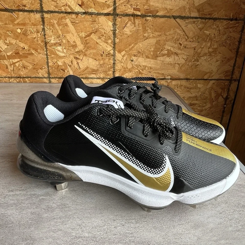 Nike Force Zoom Trout 7 Pro Black Gold White Baseball Cleats CQ7224-012 Men's 8‎